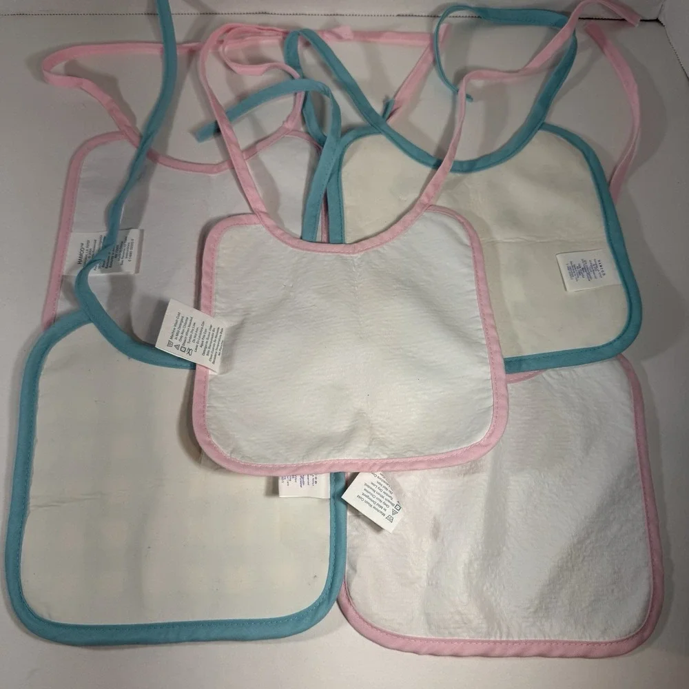 Vintage Baby Bibs Vinyl Backed Lot of 5 Hamco 2004 Y2K‎ Feeding Pink & Blue EUC
